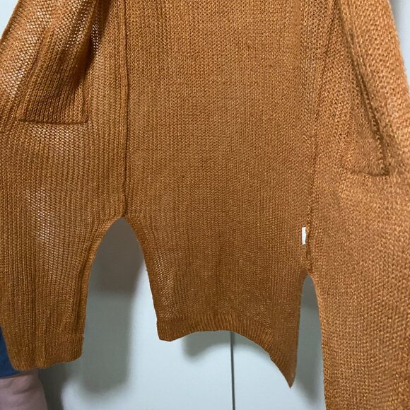NWOT - Beautiful long sleeve rust/brown/gold maxi sweater/jacket, size L - Picture 12 of 16